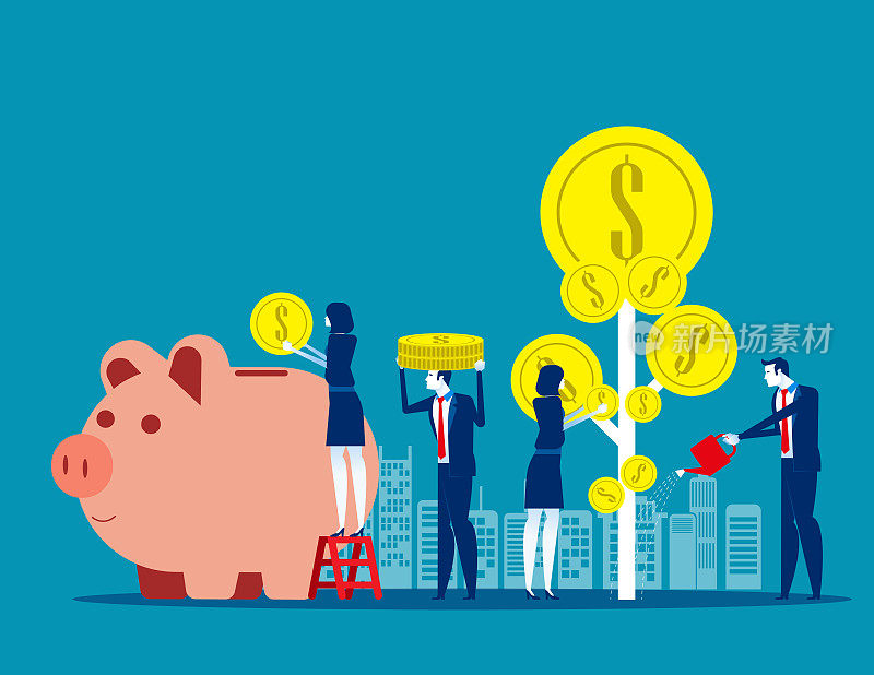 Money Profit growth business. Concept business vector illustration, Investment, Deposit, Coin.